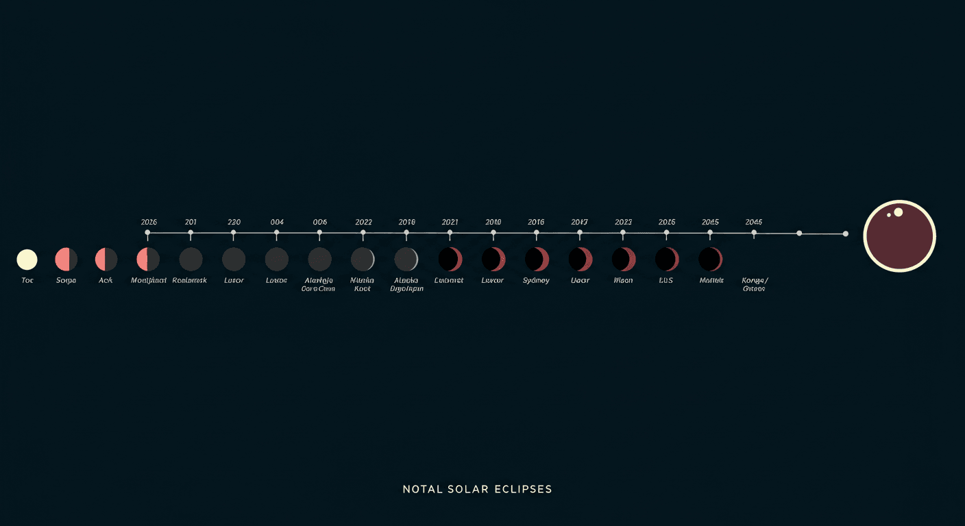 2026~2045 개기일식 주요 일정 타임라인