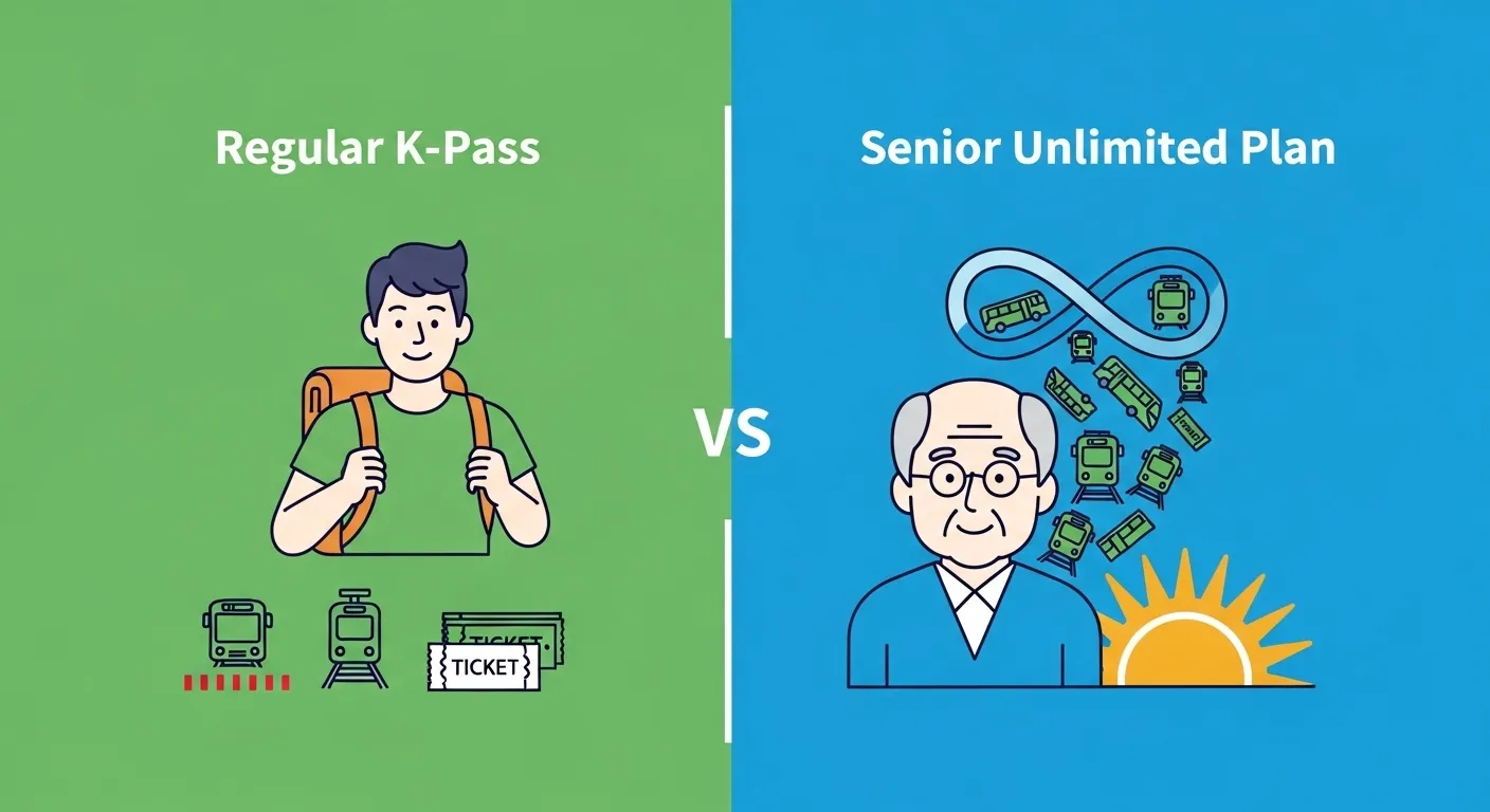 K-패스 일반 이용자와 어르신 할인 정액권 비교표