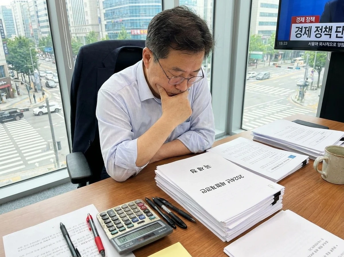 직장인이 연말정산 서류를 검토하며 절세 전략을 고민하는 모습