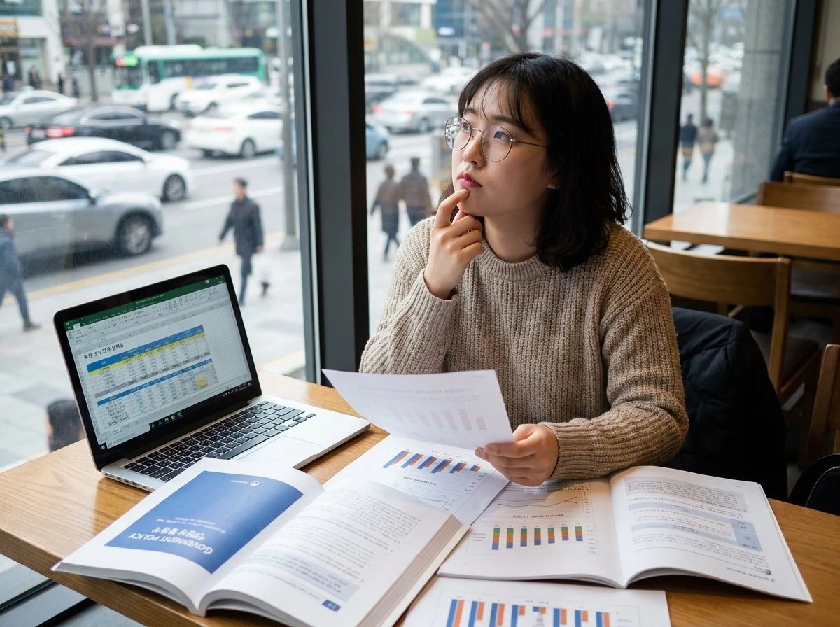 청년내일저축계좌 신청을 위해 서류를 검토하는 청년